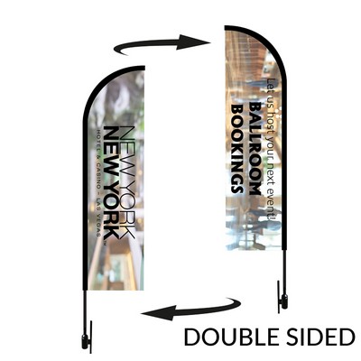 Bow Flag 12' Height Carbon Fiber Kit (Pole Set, Metal Ground Stake & Carry Bag/Double Sided Print)